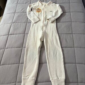Organic cotton sherpa sleeper for toddlers, size 4T-5T. Made in USA!